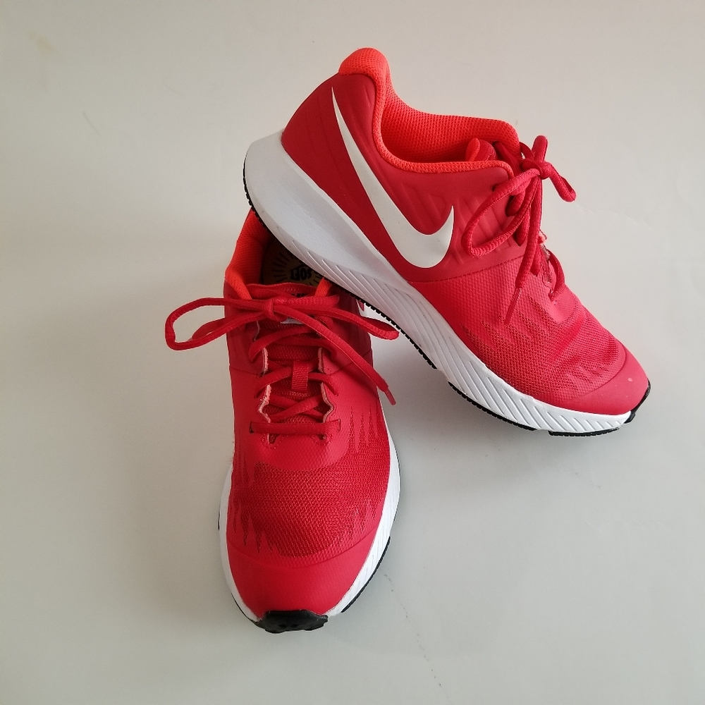 Red Nike Youth Running Shoe like new,  size 6Y